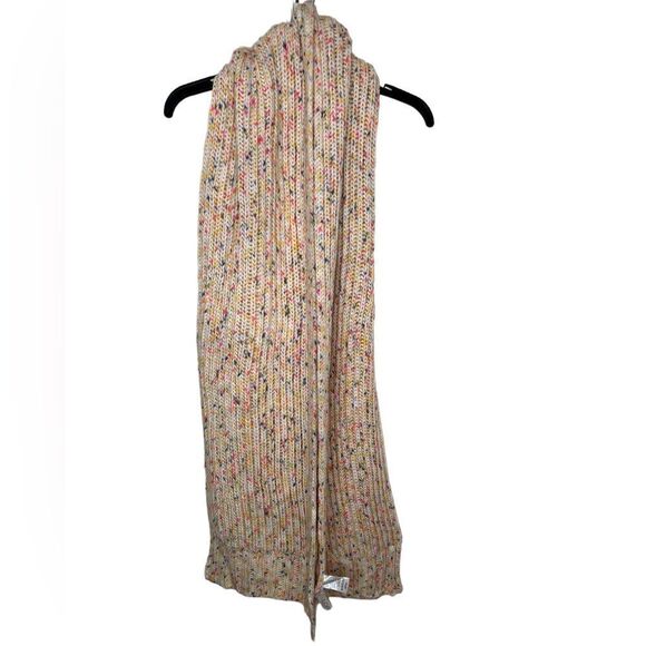 Loft Cream/Yellow Multicolor Knitted Flecked Rectangle Scarf  12” x 74” - Picture 2 of 8